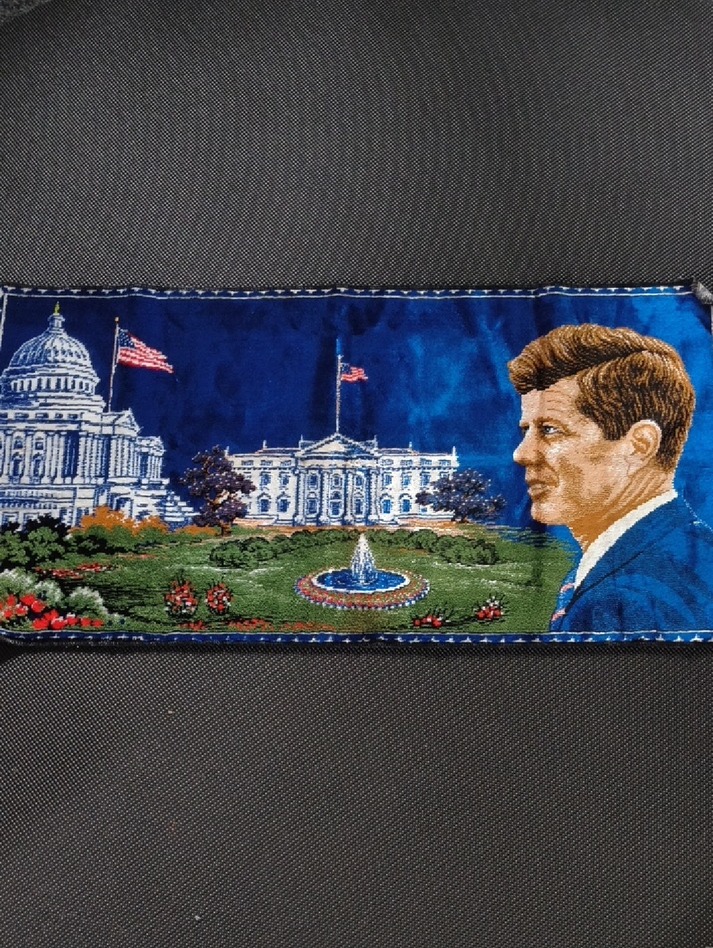 Vintage JFK Presidential Rug- Blue, Green, White